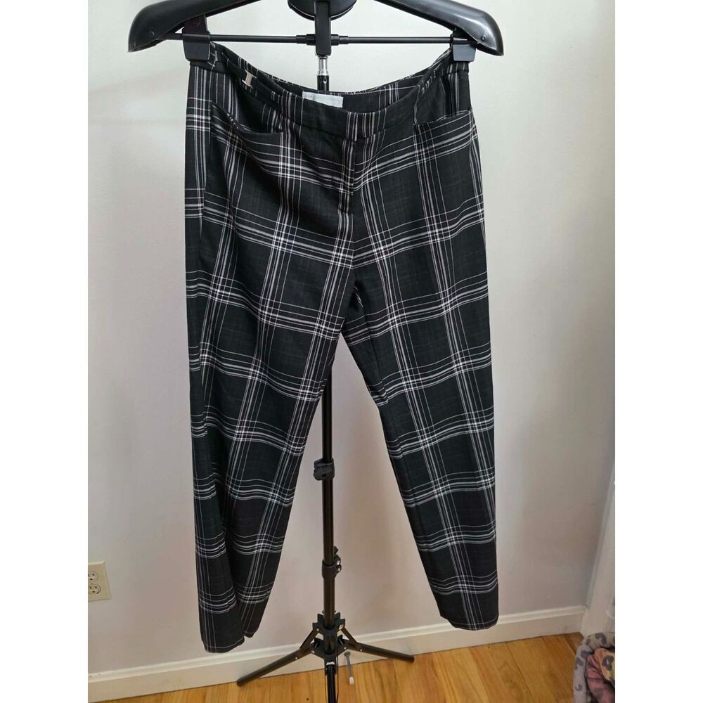 New York & Company 7th Avenue black/white Wide Leg plaid trousers